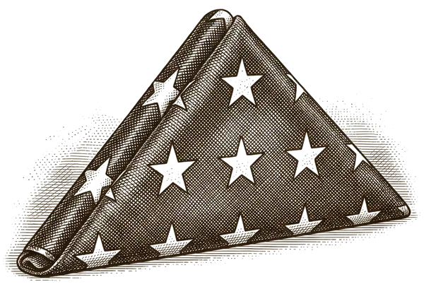 Drawing of a folded American flag