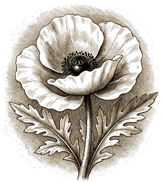 Drawing of a remembrance poppy