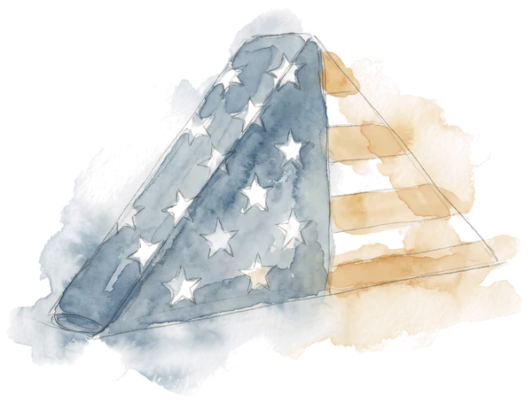 Drawing of a folded American flag
